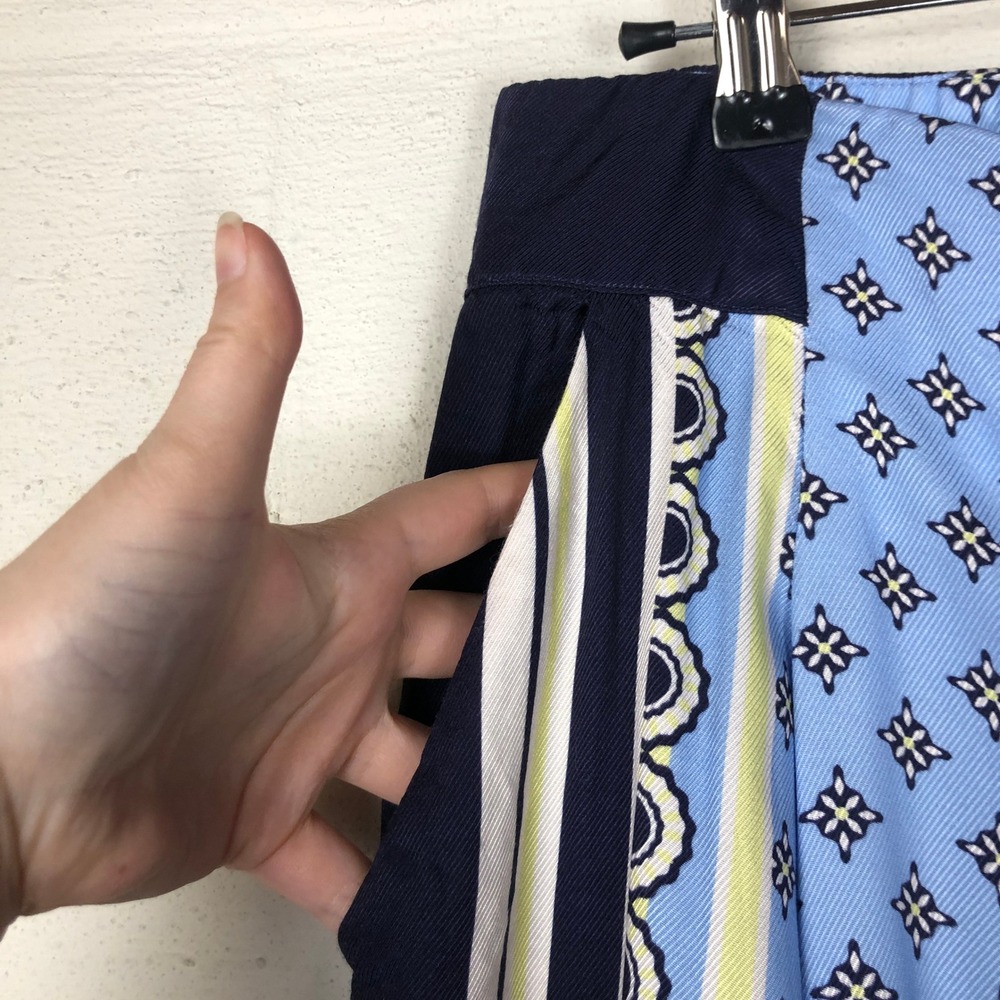 Maeve Light Blue & Navy Wide-Leg Printed Culottes - Picture 8 of 16